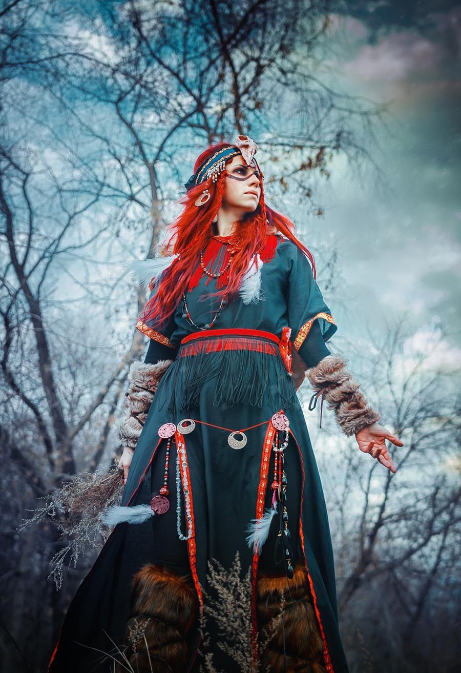 Girls in Slavic costumes underwear in San Tome